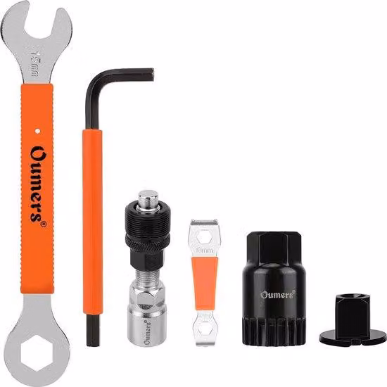 Set di estrattori per pedivelle Unyqoos® – Estrattori per pedivelle da bicicletta, chiavi a Esagono da 15 e 16 mm, acciaio forgiato con manico in plastica, per pedivelle quadrate (non compatibili con sistema Octalink)