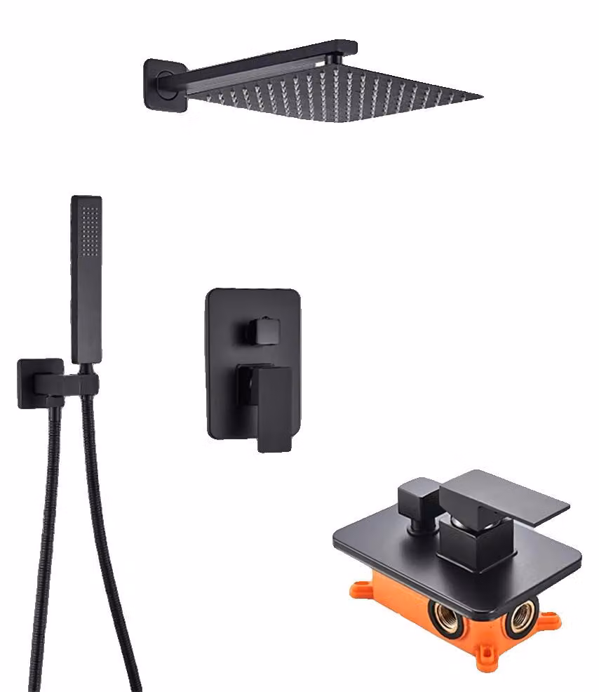 Miscelatore per doccia, montaggio a parete, design moderno, 16 pollici, 2 uscite