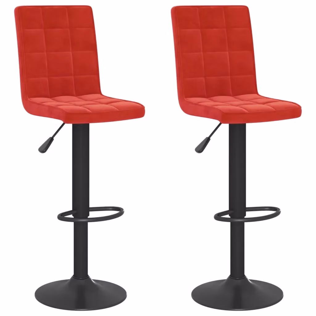 Set di 2 sgabelli da bar vidaXL in velluto rosso con seduta girevole a 360 gradi – 2