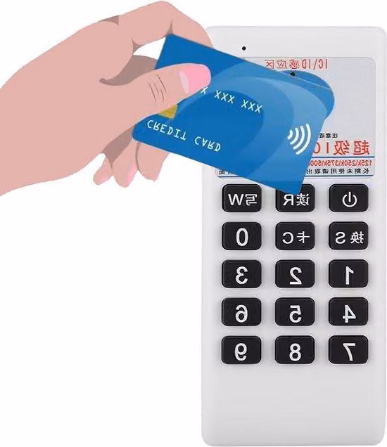 Copiatrice portatile per carte RFID, scanner per carte d'identità, copiatrice per transponder RFID, lettori e scrivitori portatili a 125 kHz, 250 kHz, 375 kHz, 500 kHz e 13,56 MHz.