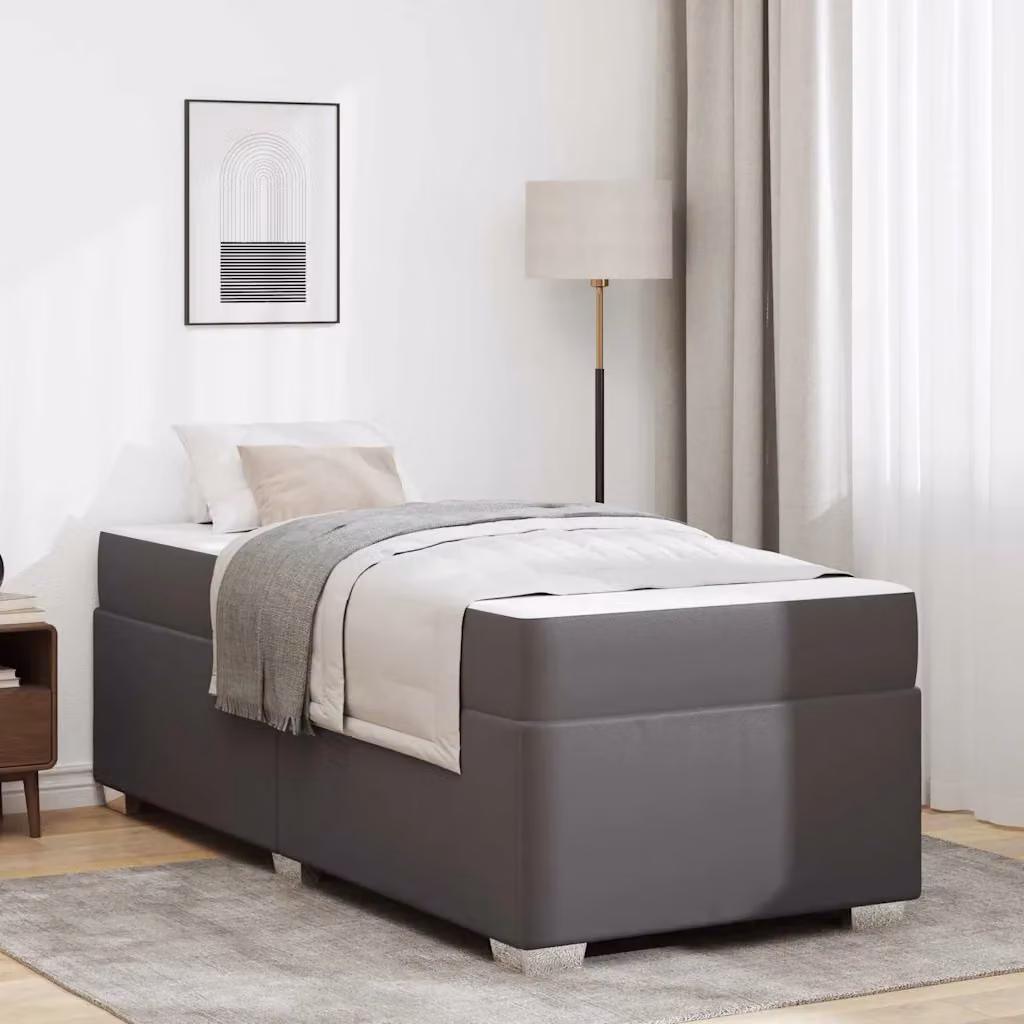 Struttura letto moderna vidaXL in tessuto grigio con doghe in legno L/P: 80 x 200 cm – 1