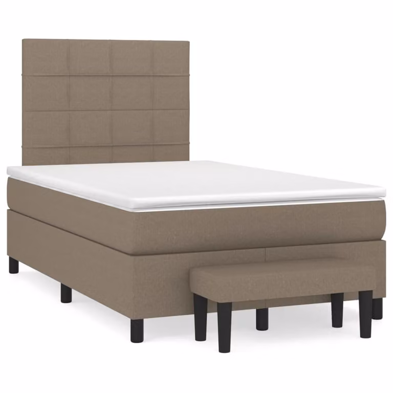 vidaXL Letto Ibrido con Giroletto a Molle e Materasso in Tessuto Beige e Bianco, L/P/H: 120 x 200 x 123 cm