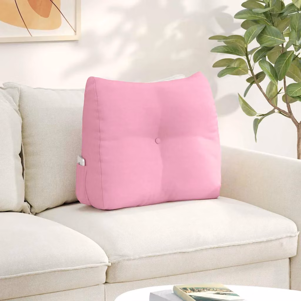 vidaXL Cuscino per Schiena Contornato Rosa in Poliestere con Rivestimento Lavabile in Lavatrice L: 60 cm, P: 24 cm, H: 50 cm