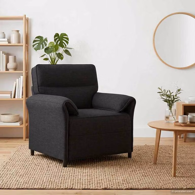 Divano moderno vidaXL rivestito in tessuto con struttura in metallo, colore antracite e nero