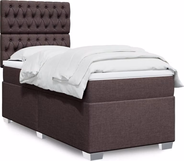 Maison Exclusive - Letto boxspring con materasso marrone scuro 80x200 cm tessuto