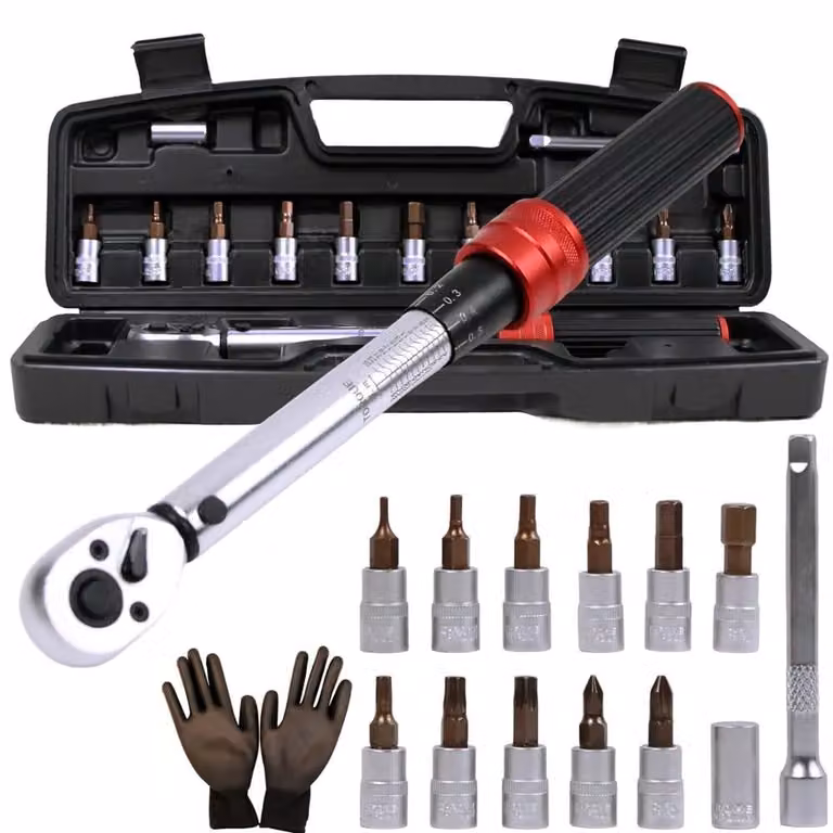 Set di chiavi dinamometriche da 1/4 di pollice - 3-25 Nm, con inserti e prolunga