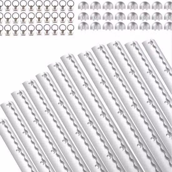 Binario semicircolare in alluminio argento per fissaggio merci con kit di avvio e attacco occhiello L: 12 m, P: 1 m