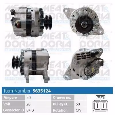 MEAT & DORIA 5635124 - Alternatore/Generatore LiMa, 50A, 28V