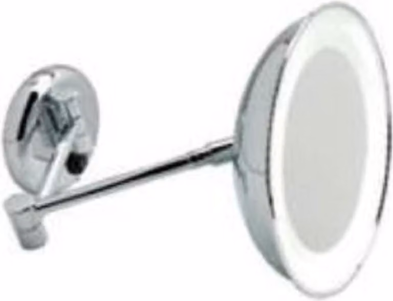 Casa Padrino specchio cosmetico LED argento Ø 22 x 40 cm - Specchio cosmetico da parete orientabile - Specchio cromato per il trucco - Accessori per il bagno