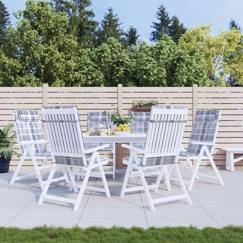 Set di 6 cuscini per sedia con schienale alto vidaXL in tessuto Oxford grigio, impermeabili e traspiranti
