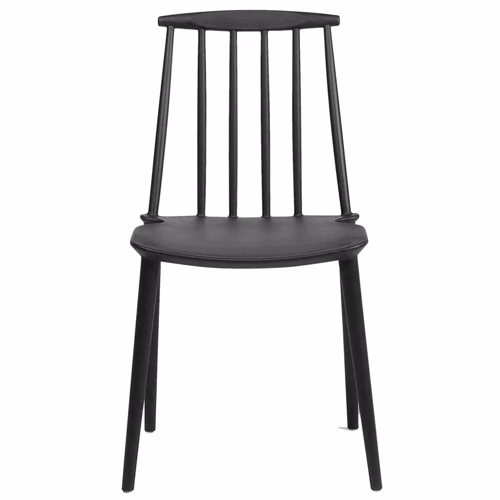 Set di 2 sedie da pranzo impilabili BELIANI in plastica nera opaca con schienale a doghe e design classico per cucina o sala da pranzo – 2