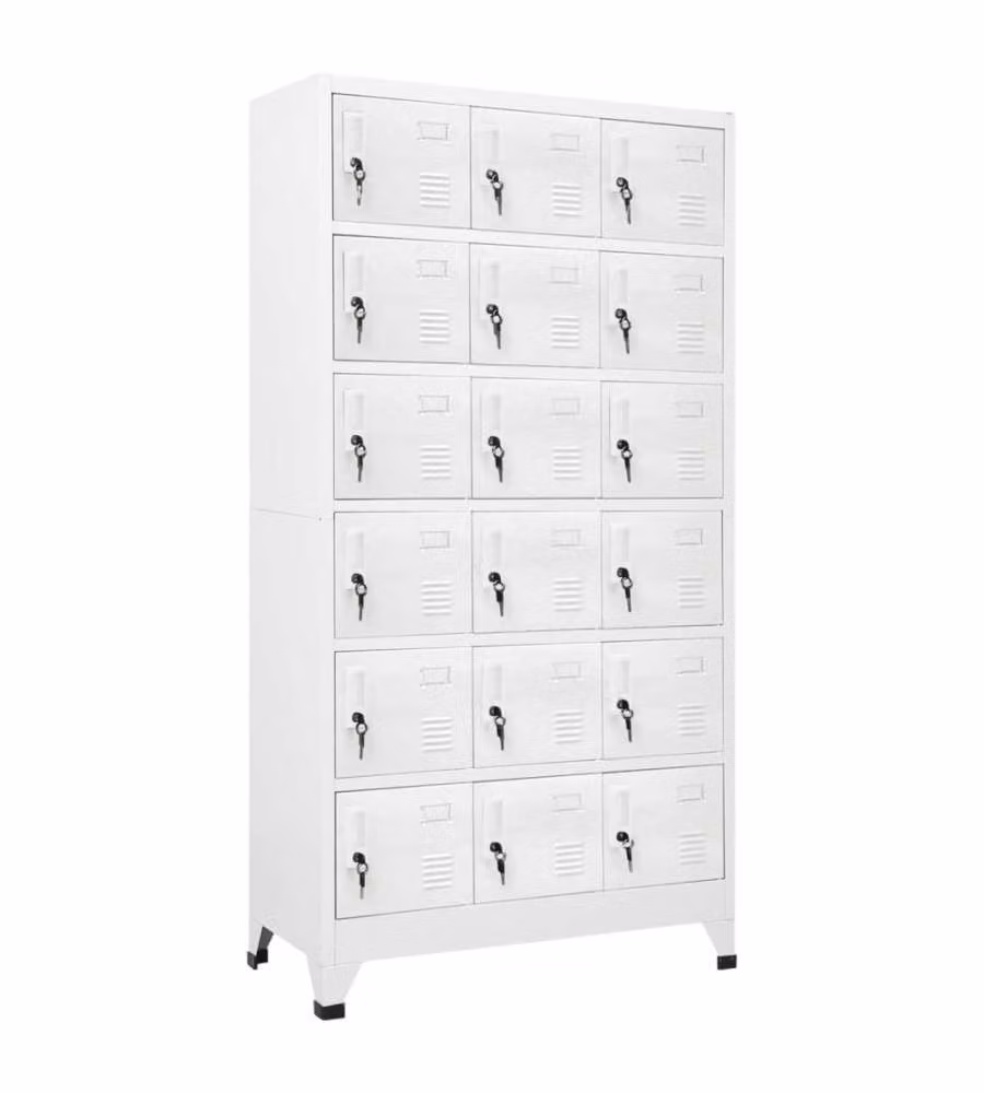 vidaXL Armadietto in Metallo con 18 Scomparti e Serratura, Grigio, L 90 cm x P 40 cm x H 180 cm