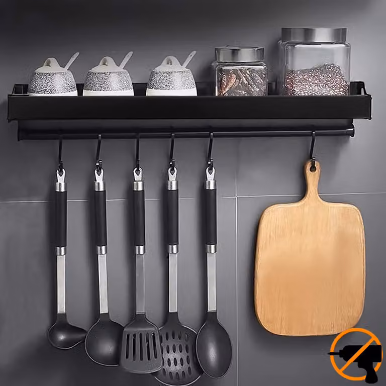 Portaspezie da cucina con ganci appendiabiti e senza necessità di foratura