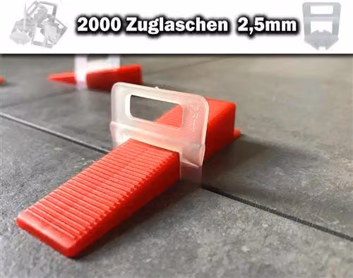 2000 linguette di trazione 2,5 mm - Sistema di livellamento per piastrelle KACHEL GOTT®