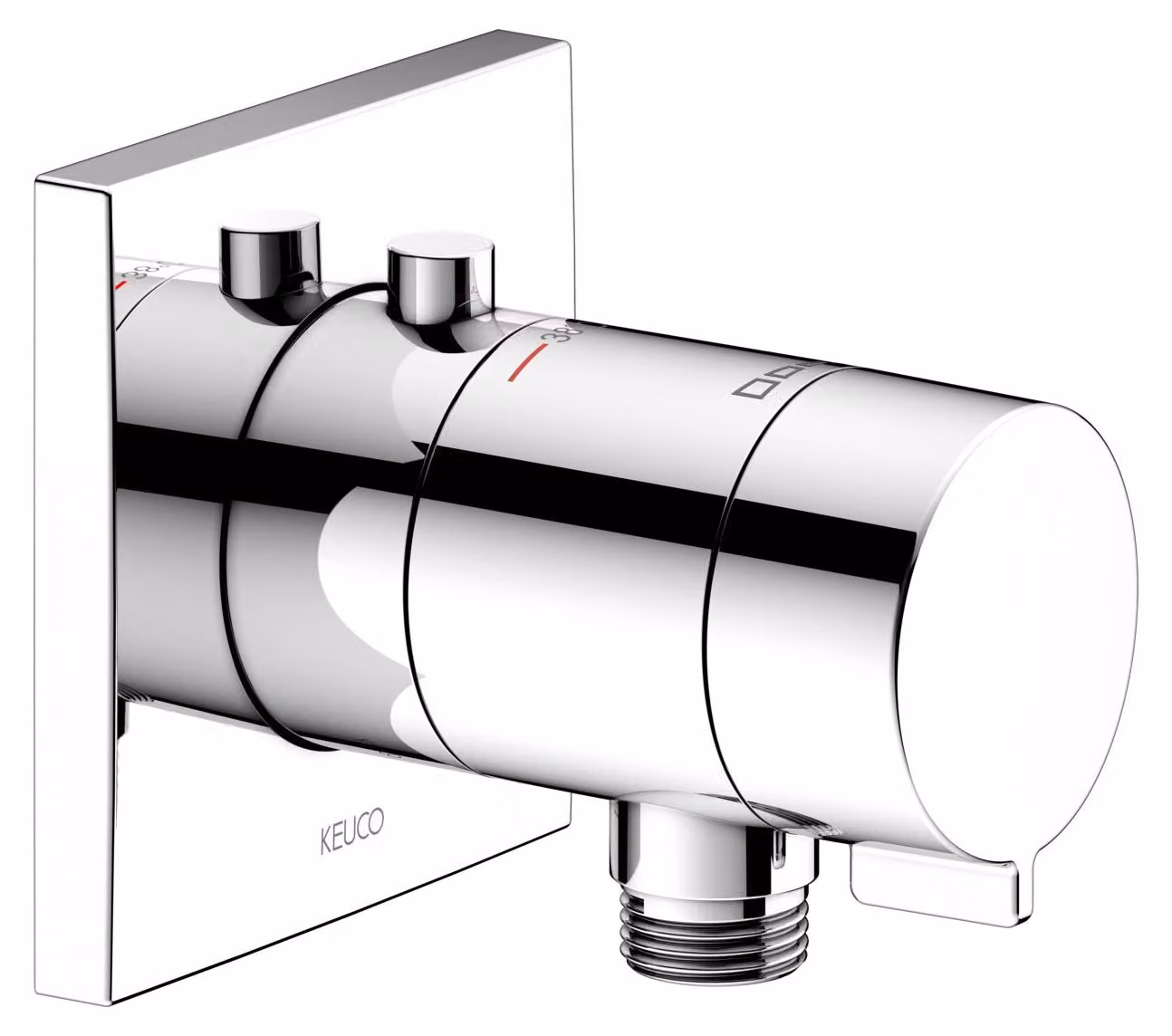 KEUCO IXMO Mitigeur thermostatique de douche encastré avec raccord de flexible, rosace carrée, 59554010002, 59554010002