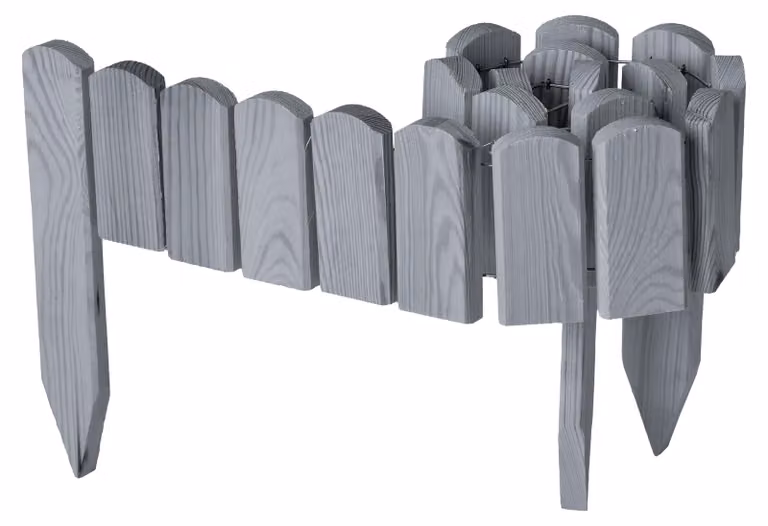 Garronda - Bordura per aiuole in legno - Recinzione arrotolabile - Recinzione da giardino impregnata - Bordura arrotolabile flessibile - Bordo per prato  Lunghezza: 100 cm (grigio, altezza: 10 cm)