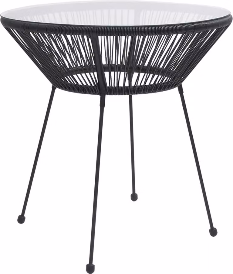 Maison Exclusive - Tavolo da pranzo da giardino nero Ø 70x74 cm in rattan e vetro