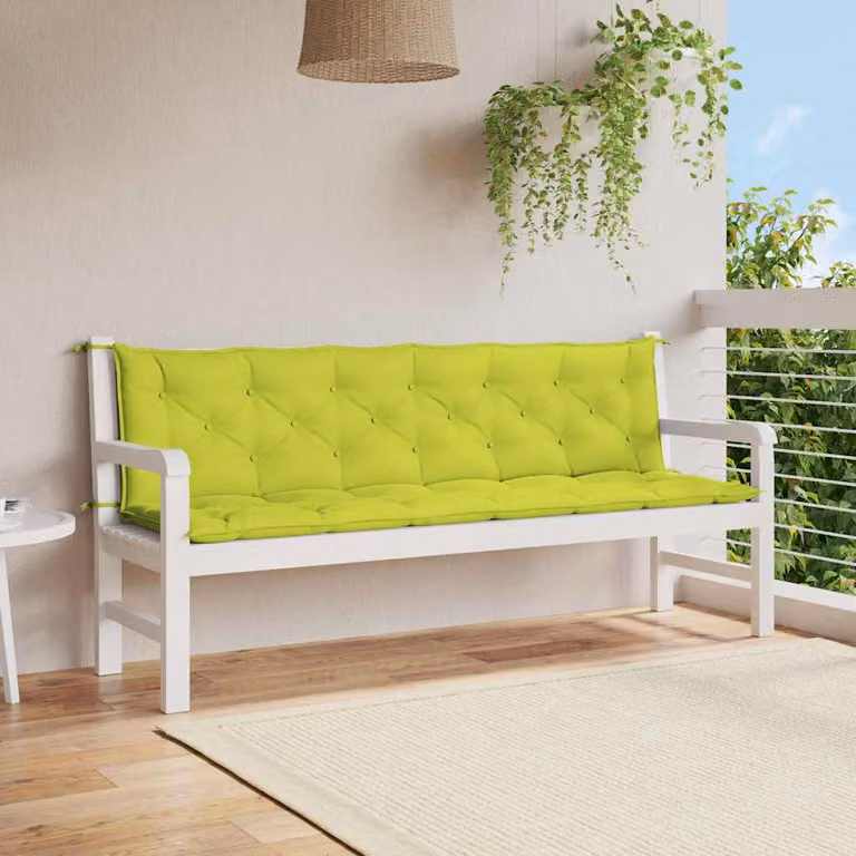 vidaXL Cuscino per Panca Verde, Tessuto Oxford Idrorepellente e Traspirante, L: 200 cm, P: 50 cm, H: 7 cm