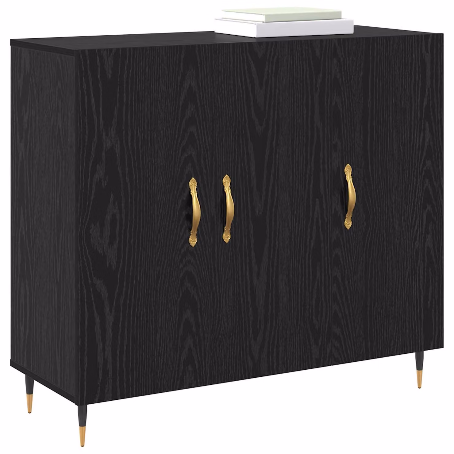 Credenza Rovere Nero 90 x 34 x 80 cm Legno multistrato