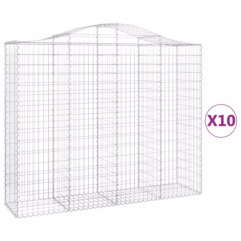 Cesti Gabbioni ad Arco 10 pz 200x50x160/180 cm Ferro Zincato