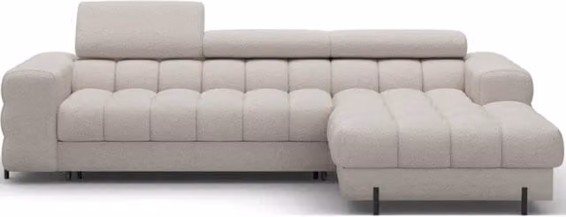 Divano ad angolo destro convertibile beige MEUBLORAMA con funzione letto e stile moderno L/P/H: 285 x 99 x 181 cm