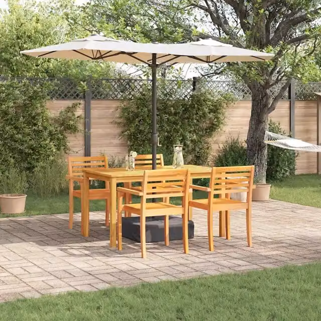 Set da Pranzo per Giardino 5 pz Marrone 3375665