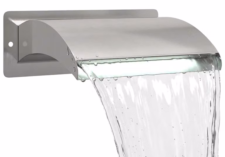 Cascata per piscina in acciaio inossidabile 304, con LED, dimensioni 30 x 9 x 26 cm, colore argento