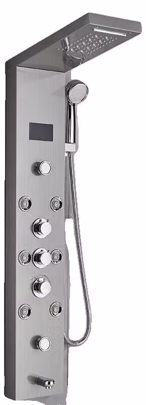 Set rubinetteria doccia, illuminazione a LED, comando a tre vie, finitura spazzolata 8009