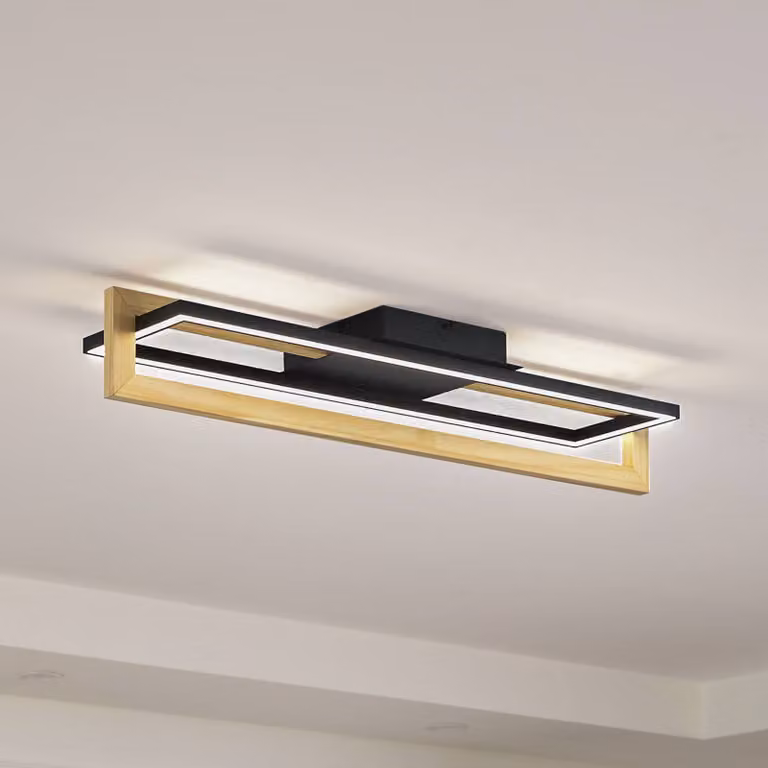 Plafoniera a LED Holamu Lindby, Nero, Soggiorno / Sala da pranzo, Alluminio, Moderno, Plafoniera LED