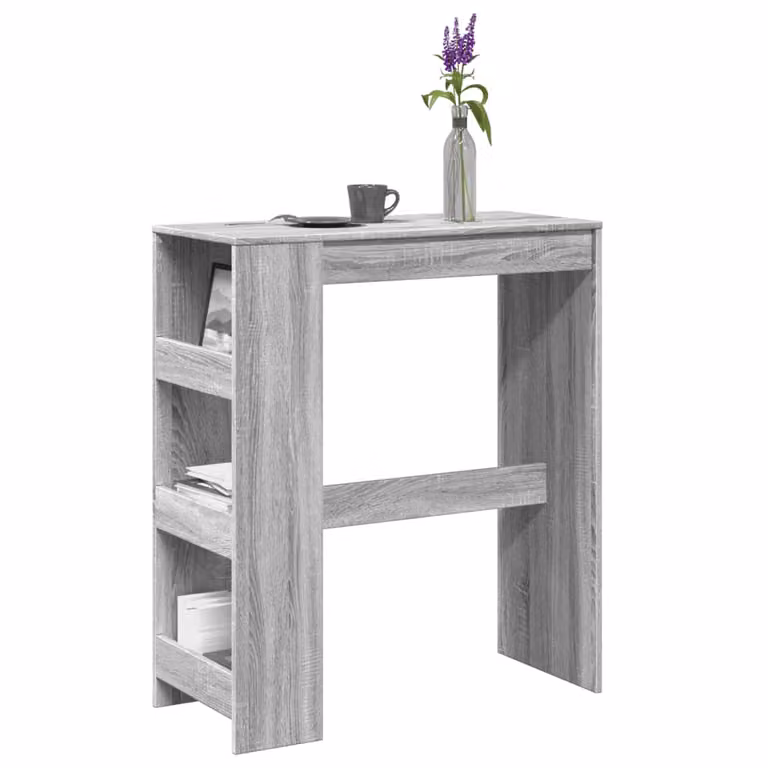 vidaXL Tavolo Bar con Rastrelliera Grigio L: 90 cm, P: 40 cm, H: 103,5 cm