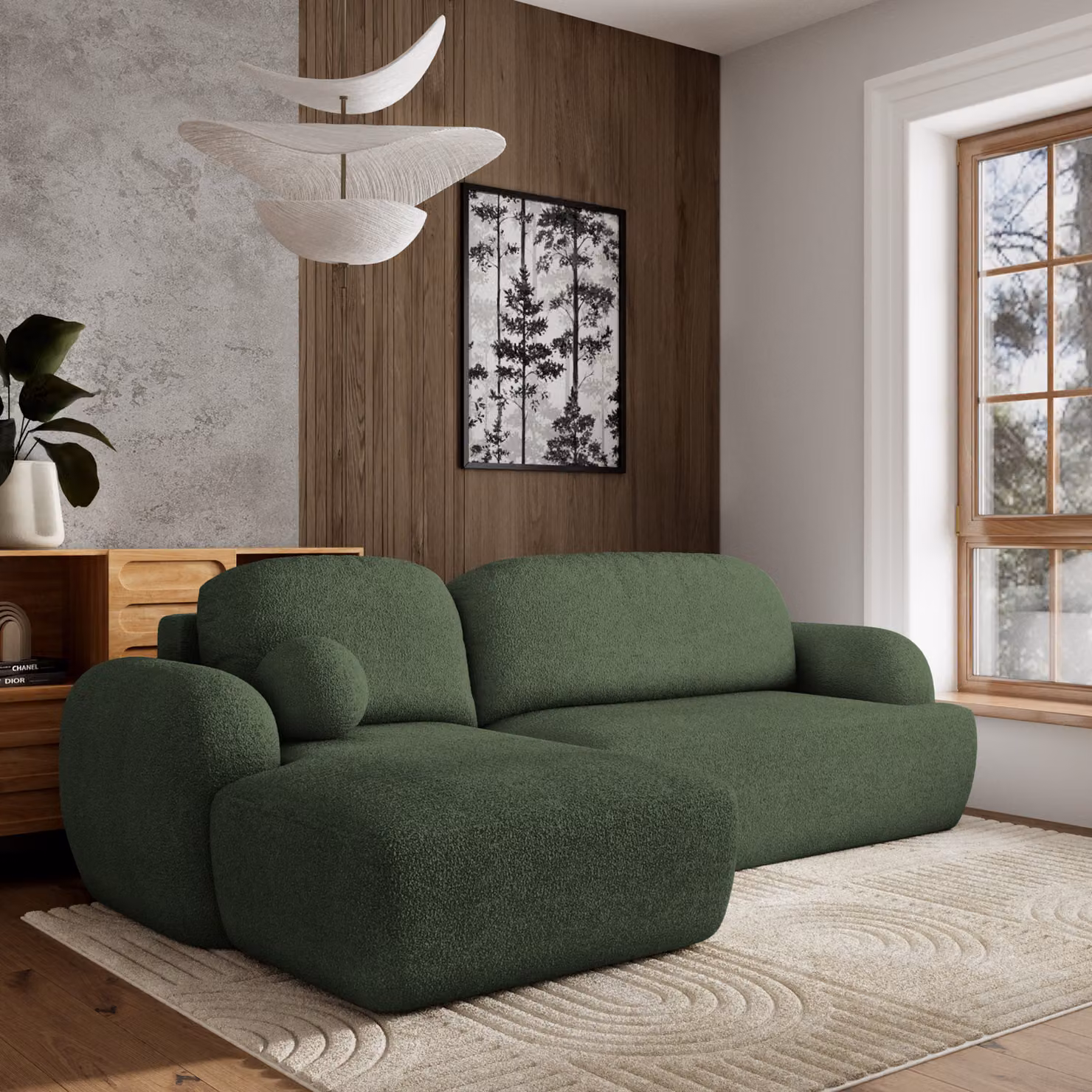 Divano angolare Masseno MODENZA N L-S con funzione letto a L, divano con box letto, divano da salotto, divano, divano letto, set di divani - verde, ORA O MAI PIÙ 37