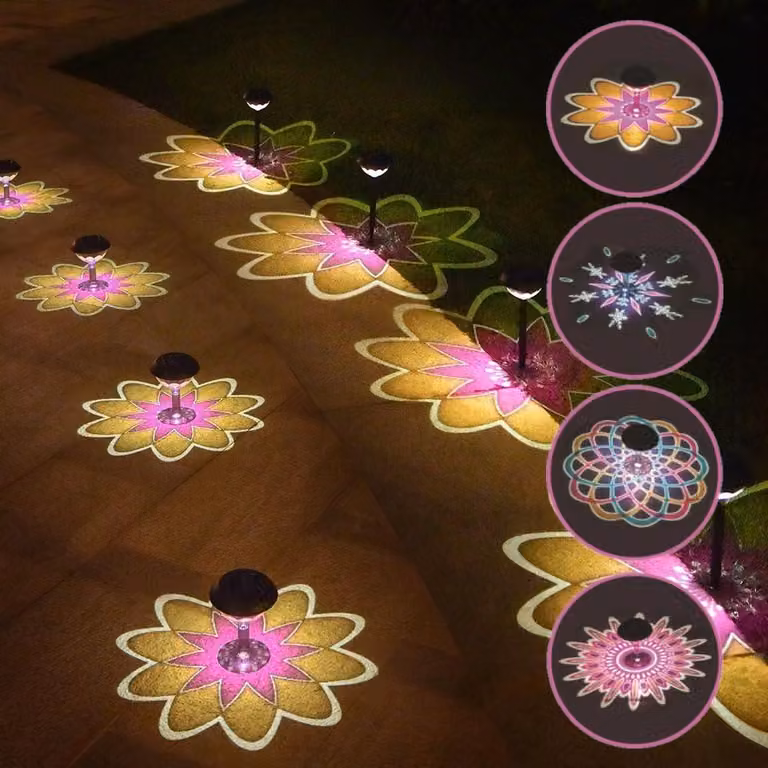 6 luci da giardino solari, grado di protezione IP65, con proiezione, dimensioni 33x11 cm, colore nero