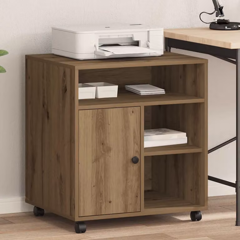 vidaXL Supporto per Stampante in Legno MDF Marrone Moderno L: 60 cm, P: 50 cm, H: 67 cm