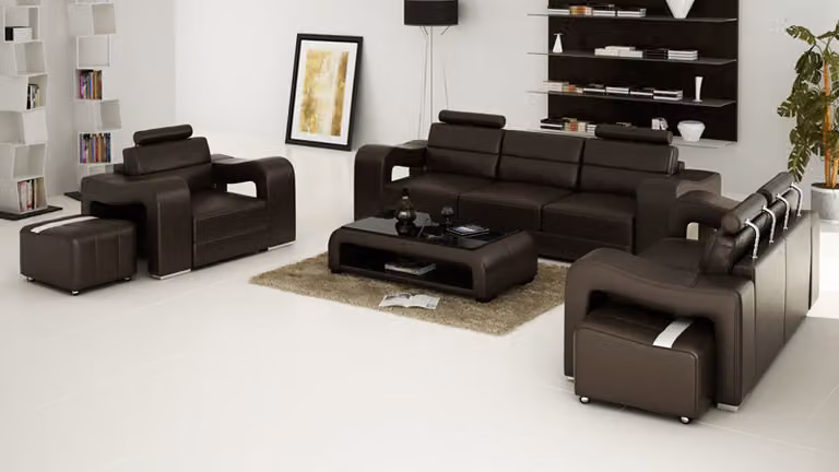 Ledersofa Couch Wohnlandschaft 3+2+1 Sitzer Garnitur Design Modern Sofa USB