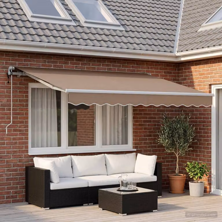 Tenda retrattile vidaXL con bracci pieghevoli in alluminio e tessuto beige, L: 400 cm, P: 300 cm