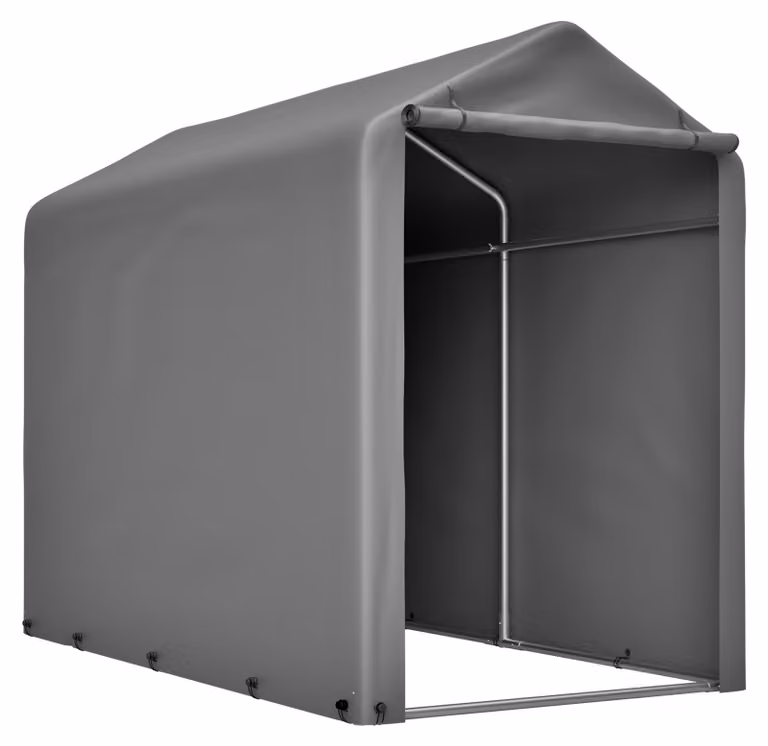 Rimessa per biciclette e attrezzi da giardino 187x100x160 cm – Tenda da giardino resistente alle intemperie con struttura in acciaio, colore grigio scuro, per biciclette, attrezzi da giardino e accessori
