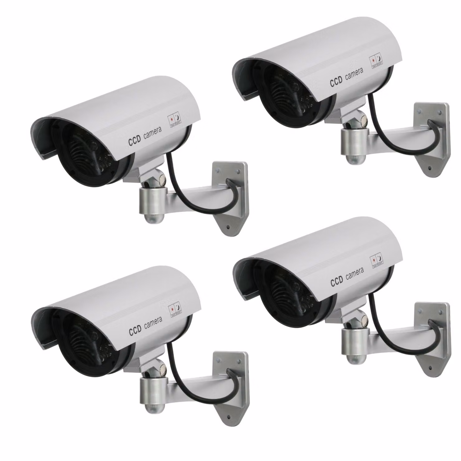 4x telecamera fittizia con LED lampeggiante IR1100 S IR per esterni argento