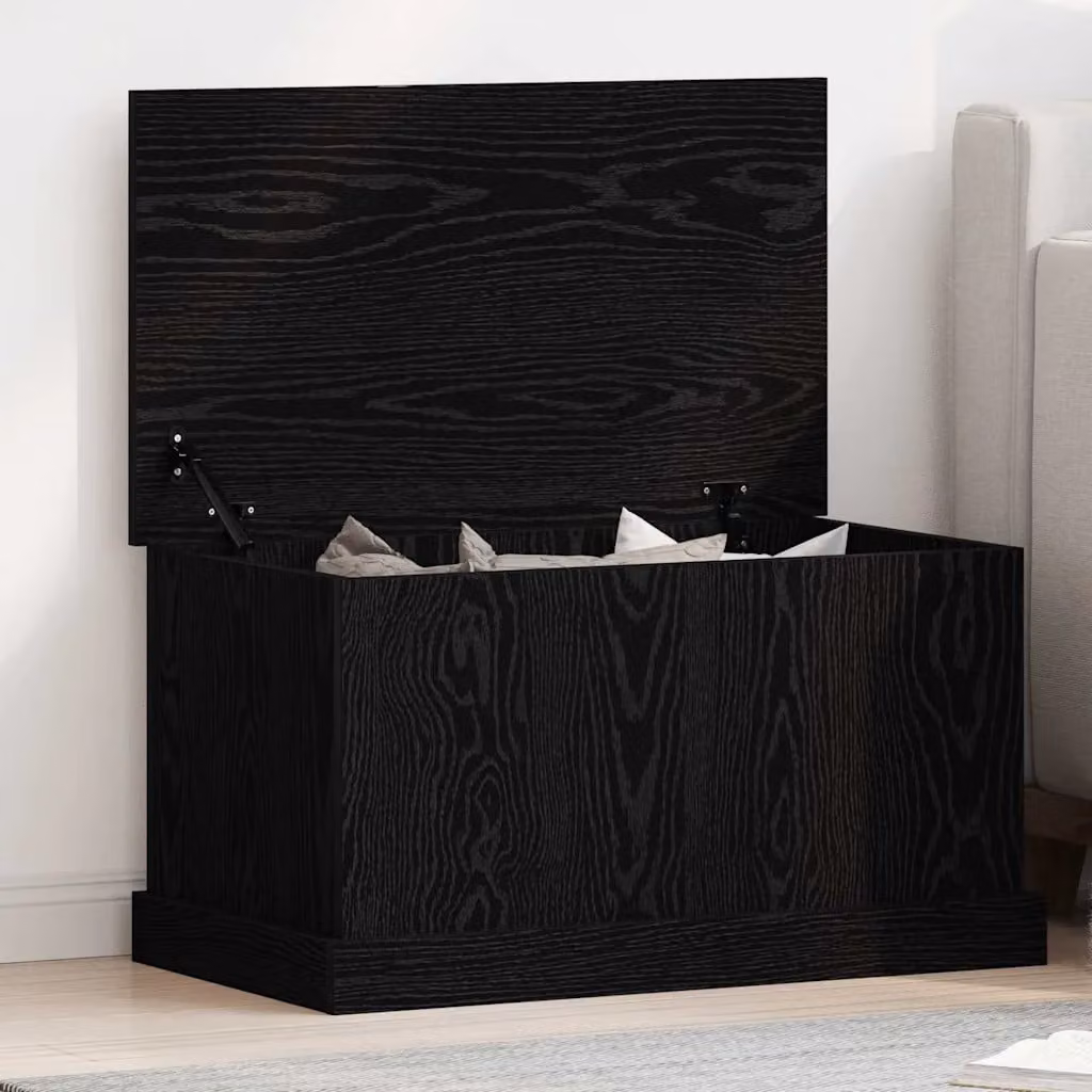 Scatola di stoccaggio moderna vidaXL in legno nero L 70 cm, P 40 cm, H 38 cm