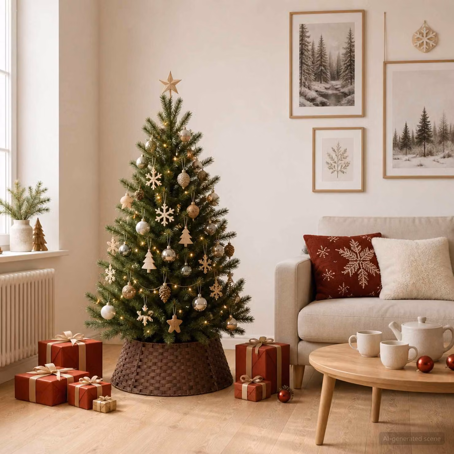 vidaXL Collare per Albero di Natale Rotondo Marrone Scuro Ø 45 x 22 cm