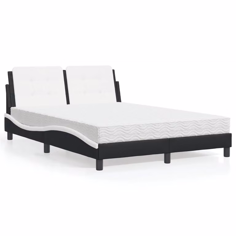 Letto con Materasso Zadar vidaXL in Similpelle Nero e Bianco L/P/H: 140 x 190 x 145 cm