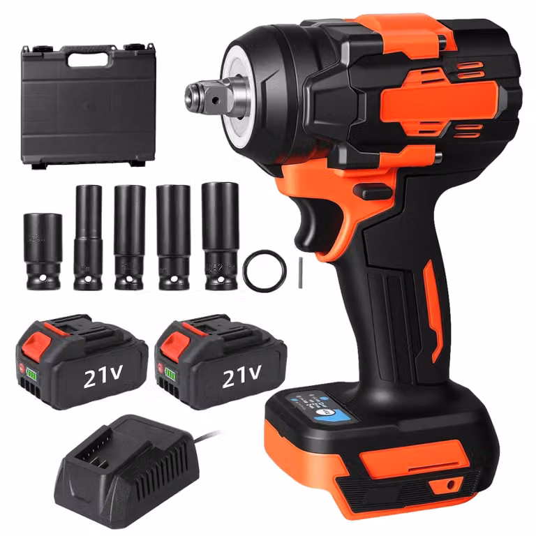 Avvitatore a percussione a batteria - 21 V - senza spazzole - 700 Nm - attacco quadrato da 1,27 cm - 0–3200 giri/min - 2 batterie