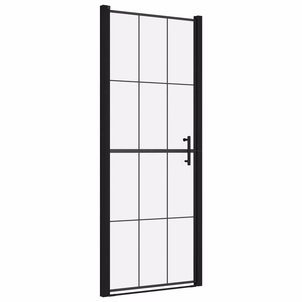 Porta per Doccia in Vetro Temperato 91x195 cm Nera