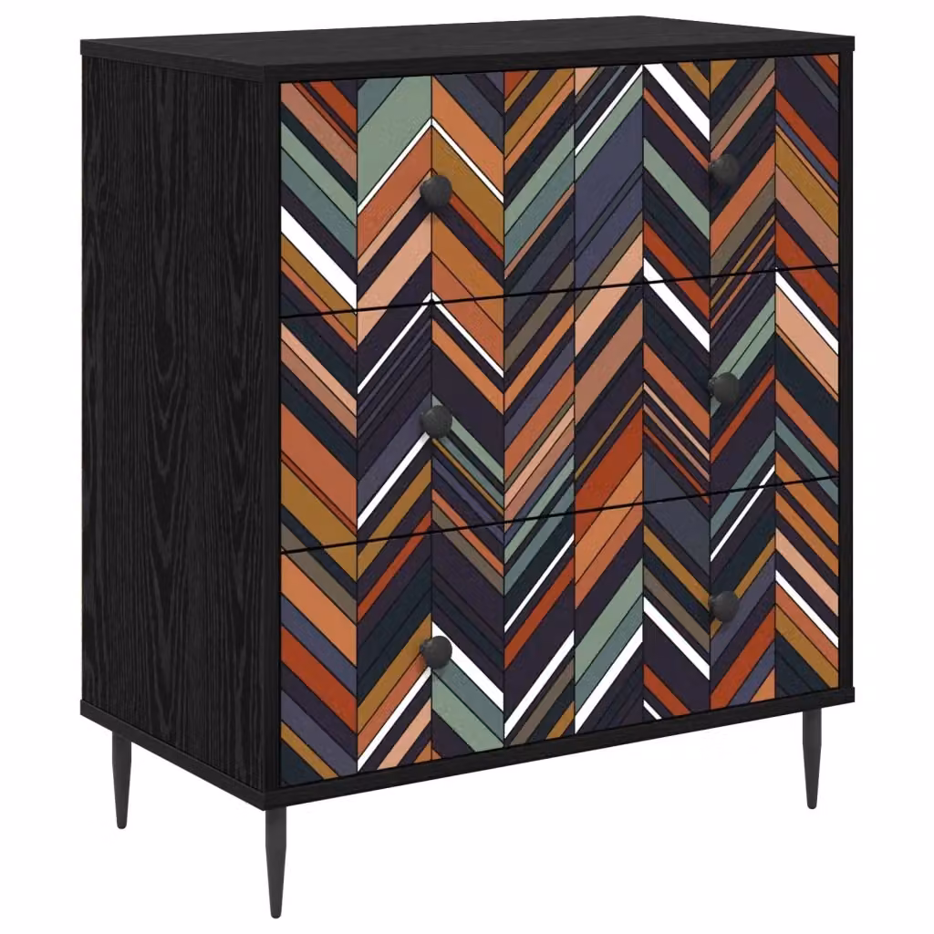 Cassettiera OMMEN vidaXL con stampa geometrica multicolore, L: 66 cm, P: 36,5 cm, H: 76 cm – 2