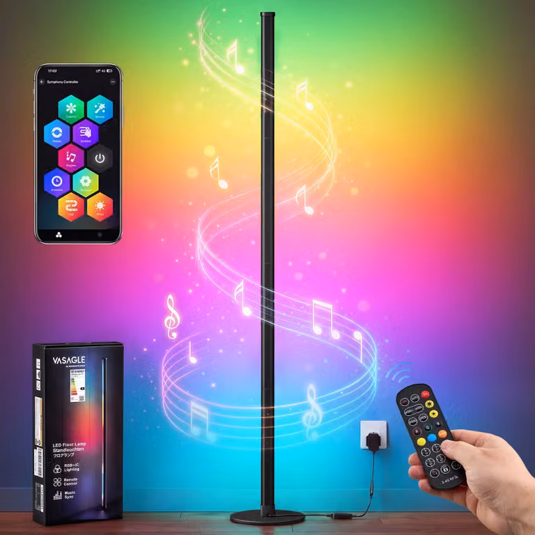 Lampada da terra con controllo app e sincronizzazione musicale