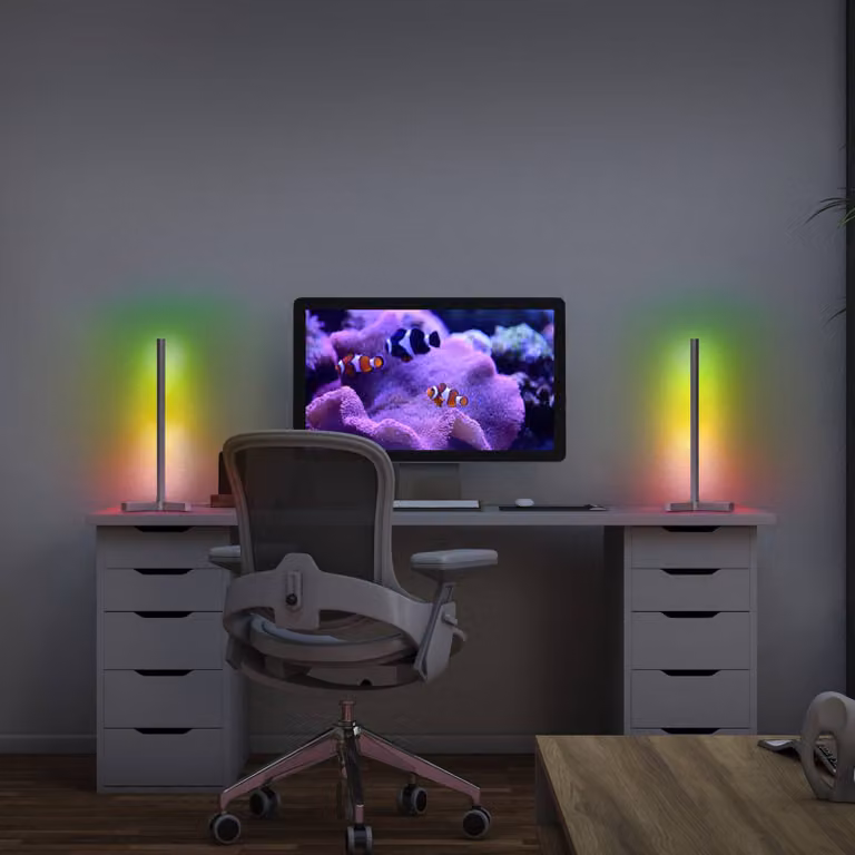 OSRAM SMART+ Lampada da tavolo WiFi CORNER MAGIC, argento, 43 cm RGB MAGIC, Cromo / Argento, Soggiorno / Sala da pranzo, Alluminio, Moderno
