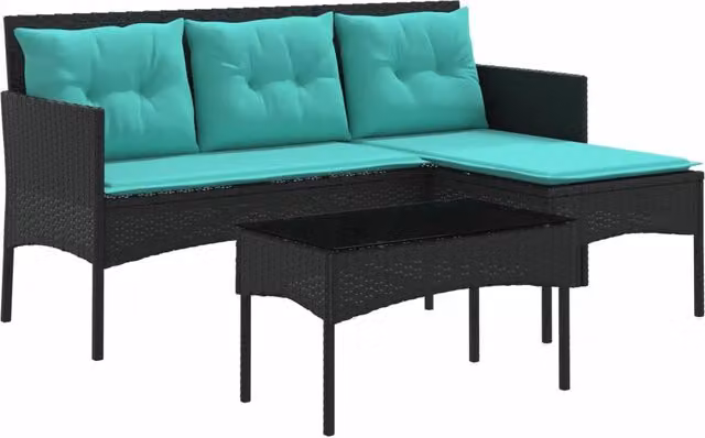 Set Divano da Giardino con cuscino 2 pz | Set Salotto da Giardino polyrattan