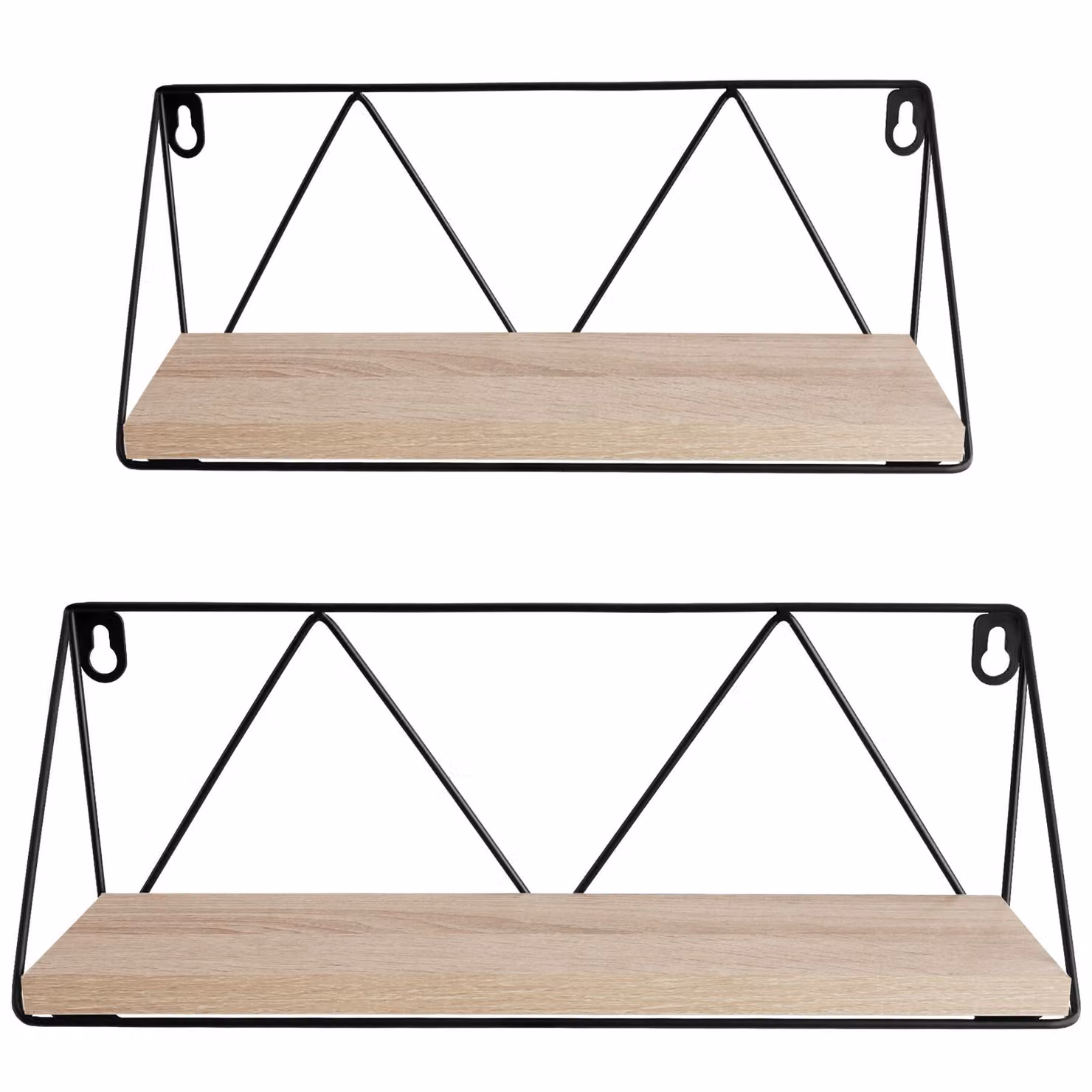 Set di 2 mensole sospese Rockport di tectake in stile industriale, colore rovere Sonoma e marrone con finitura opaca – 3