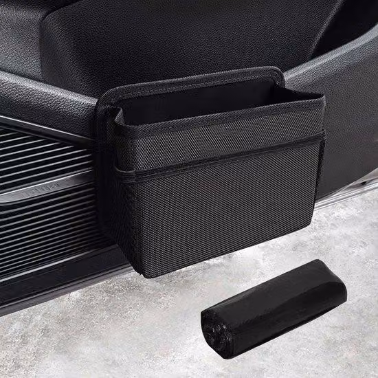Contenitore per rifiuti da auto pieghevole Ibbenzoa®, compatto, dimensioni 20 x 14 x 7,5 cm, impermeabile e a prova di perdite, con gancio – colore nero, adatto per auto, SUV e camion