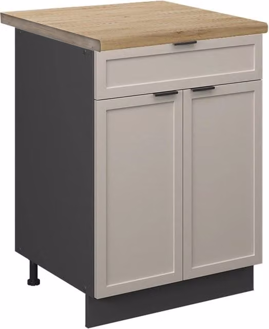 Mobiletto base per cucina Fame-Line GrigioBeige/Antracite 60 cm con cassetto, PL Rovere Vicco