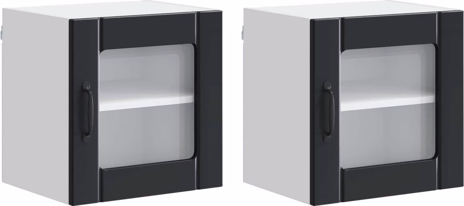 Mobile in vetro da parete LUCCA 2 pcs Nero 40 x 31 x 40 cm